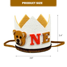 Little Bear Themed First Birthday Crown, Bear Happy One Camper Party Woodland Party Hat 1st Bday Decorations