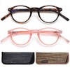 EYEURL 2 Pack Small Reading Glasses for Women Round Frame