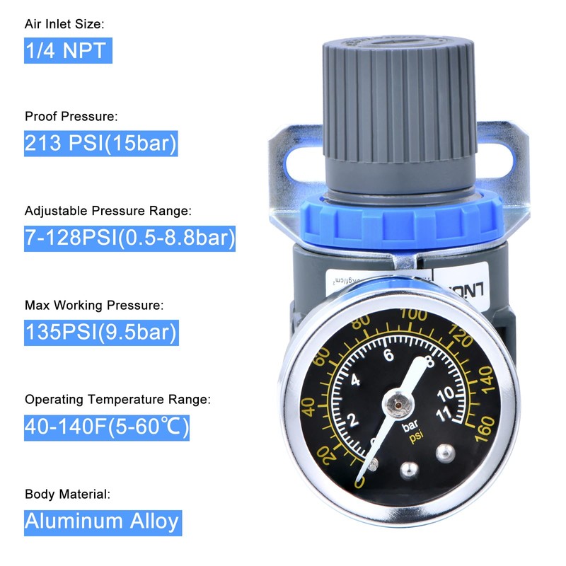 ZHONG AN Pressure Regulator With Gauge - Mini Control Valve