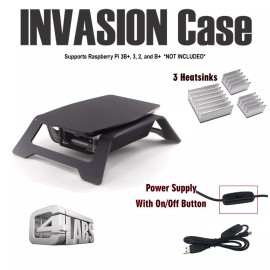 C4Labs INVASION for Raspberry Pi 3B+, Power Cord, Heatsinks, & Fan Included