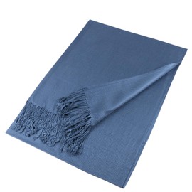 TZ Promise Pashmina Large Soft Plain Shawl/Wrap/Scarf for Women (Denim Blue)