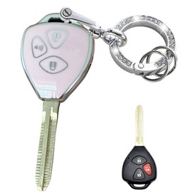 Rilnaewn Keyless Entry Systems for Toyota Key Fob Cover Fit for Toyota 2008-2013 Avalon / 2007-2011 Camry / 2008-2013 Corolla / 2009-2014 Venza Smart Key (3-Button-Pink-Silver)