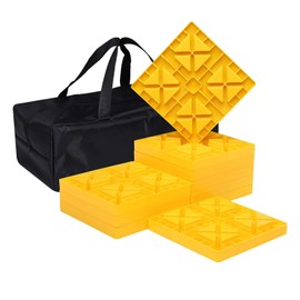 Homeon Wheels Camper Leveling Blocks, Ideal for Leveling Single and Dual Wheels, Heavy Duty Rv Leveling Blocks and Chocks Anti-Slip Pads Design, Camper Levelers 10 Pack with Carrying Bag (Yellow)