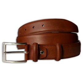 PASQUALE CUTARELLI Mens Plain Smooth Italian Dress Leather Belt Cognac Small 34 Inches
