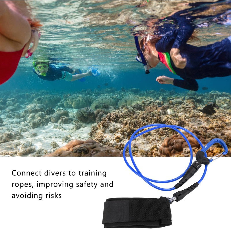 Freediving Lanyard Leash Diving Safety Rope Cable with Wristband Carabiner