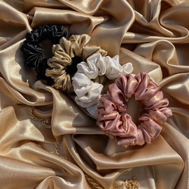 4pcs satin silk scrunchies for women -soft and silky hair Ties- Elastic hair band - pony tail Holder - Hair accessories for women Girl