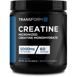 TransformHQ- Monohidrato de Creatina en Polvo (60 Porciones) Sin Sabor 5000mg Por Porción
