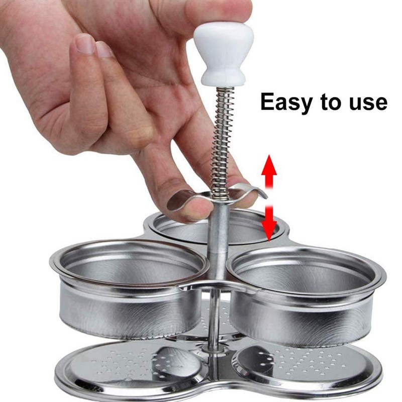 BOENLU Egg Poachers with 3 Stainless Steel Grids, Non Stick