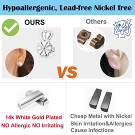 3 Pairs Earring Backs for Droopy Ears,18K Sterling Silver Earring Backs for Studs,Adjustable Hypoallergenic Earring Backs for Heavy Earring(White)