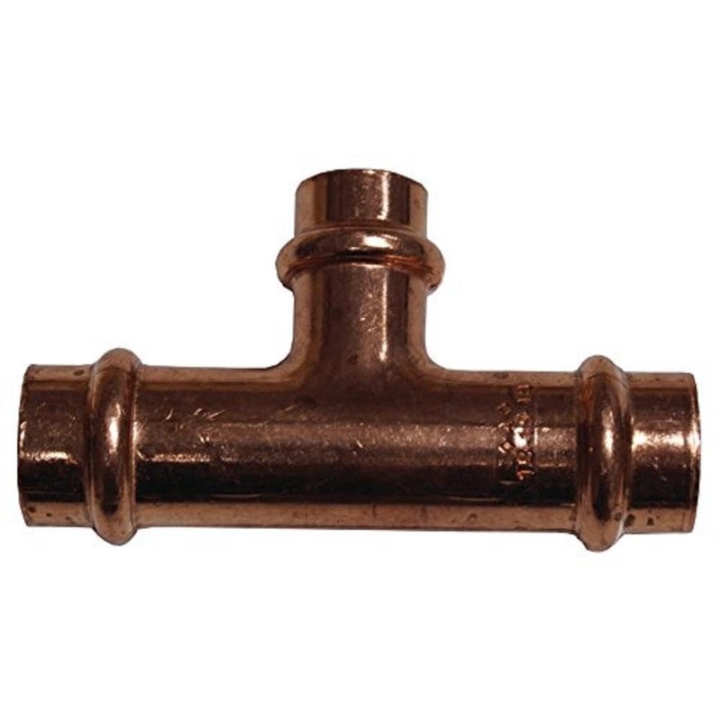 Cornat Press T-piece, copper with reduced outlet, 3 sockets, A