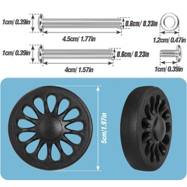 Volein 8Pcs Replacement Luggage Wheels 2 in, Spinner Wheel Repair Set, 50 mm Wear-Resistant Suitcase Replacement Wheels Trolley Casters Repair Kits Rubber Wheels