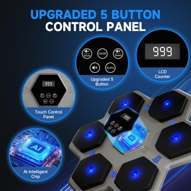 Music Boxing Machine with Gloves for Adults & Kids,5 Button LCD Touch Control with One Button Mute & Rhythm Recognition,17.3'' Large Size Wall Mounted Boxing Target for Home Gym,HIFI Bluetooth Speaker