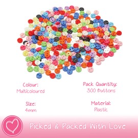Special Touches 300pcs 4mm Round Multicoloured Mix Resin Buttons For Cardmaking Embellishments