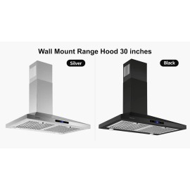 SNDOAS 30 inch Kitchen Wall-Mounted Range Hood 350CFM Touch Panel New Easy Clean LED