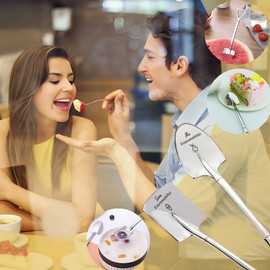 Gifts for Couples, Pack of 2 Ice Cream Spoons with Engraving, Wedding Gifts for Bride and Groom, Him and Her Wedding Anniversary, Birthday, Anniversary, Valentine's Day, Christmas Gift for Women