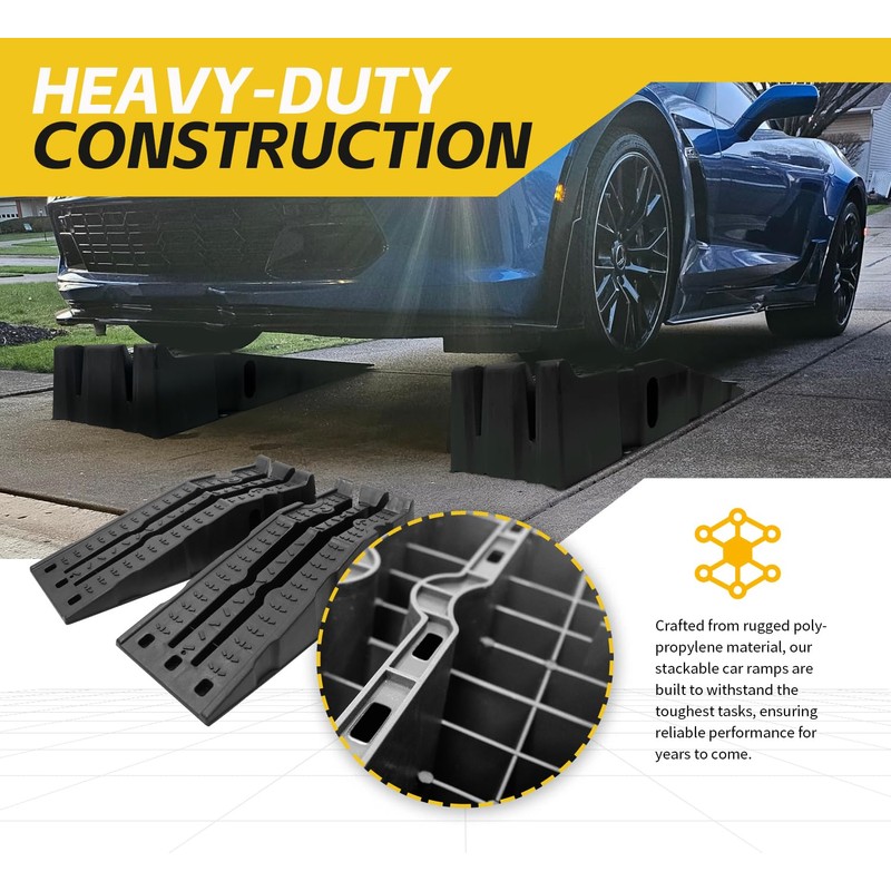 MaxxHaul 50947 Lift Stackable Vehicle Car Ramp 6500 LBS Capacity