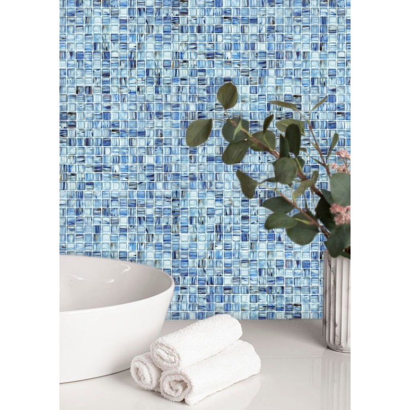 CASAPALACE Peel and Stick Glass Tile, 12" x 12" Light