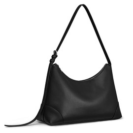 S-ZONE Genuine Leather Purses for Women Shoulder Bag Hobo Bags Handbags Adjustable Strap, Black