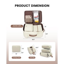 LOVEVOOK Travel Backpack, Carry On Backpack for Women, 40L Flight Approved Personal Item Backpack, Large Water Resistant Luggage Daypack with 3 Packing Cubes, fits 17inch Laptop, Beige-brown