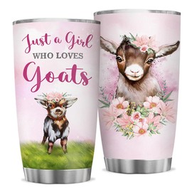 winorax Goat Tumbler 20oz Just A Girl Who Loves Goats Tumblers Stainless Steel Insulated Coffee Cup with Lid Gift For Women Girls Birthday Christmas Presents Stuff