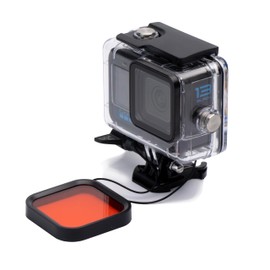Reflex Camera 60M/196FT Waterproof Protective Underwater Dive Housing Case with Bracket and Dive Filter for Go Pro Hero 9-13 - Clear Casing