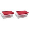 Pyrex 7211 6-Cup Glass Dish & 7211-PC Red Lid (2-Pack)