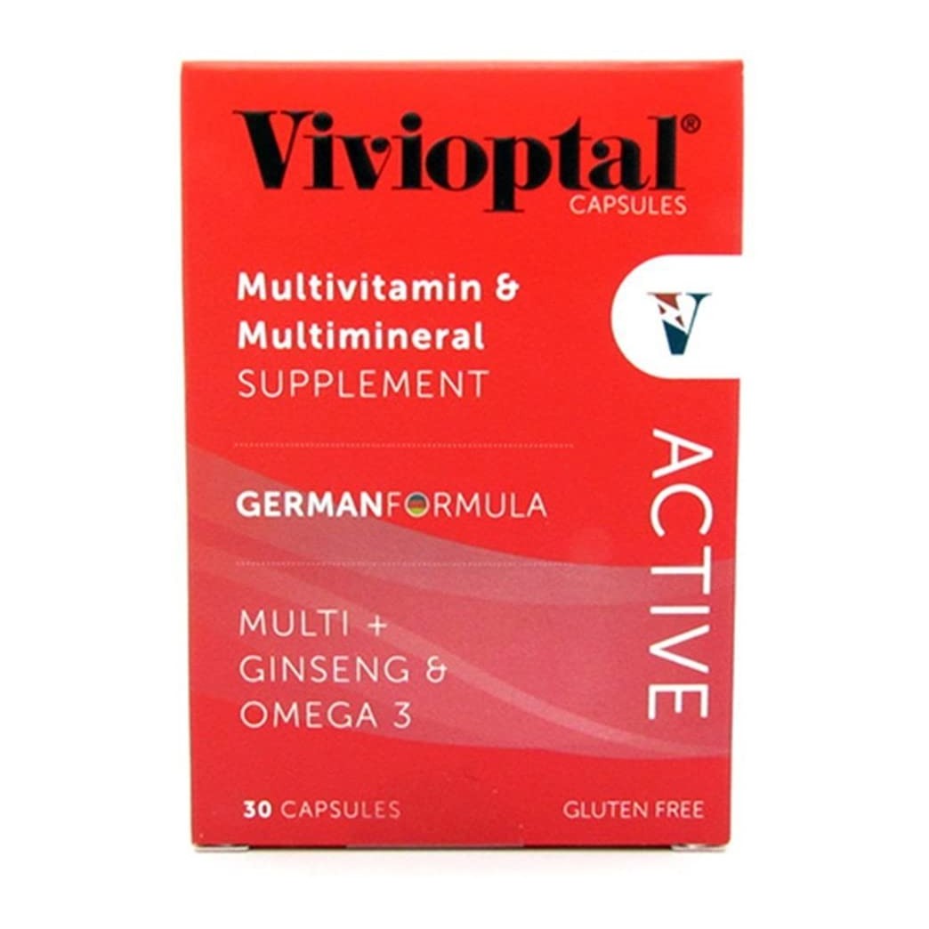 Vivioptal Active Multivitamin/Multimineral German Formula Multi+Ginseng & Omega 3 30 Capsules