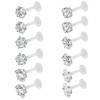 ZeSen Jewelry 12Pcs 16G Clear Bioflex CZ Stone Labret Monroe