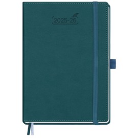 BEZEND A5 Diary 2025-2026 Week to View Academic Year 18 Month runs Jul'25 - Dec'26, Vertical Weekly Planner with Hourly Time Slots & Monthly Tabs, PU Leather Hardback, Dark Green
