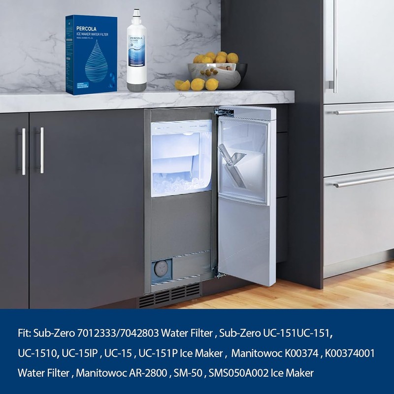 PERCOLA Sub-Zero 7012333/7042803 & Manitowoc K00374/K00374001 Ice Maker Water Filter,