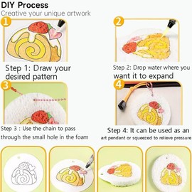 ZHRUOYAO Magic Puffy Paint, 3D Drawing Magic Canvas Sponge, Puffy Popcorn Drawing Texture Painting Kit, DIY Bubble Drawing Pens Art Supplies