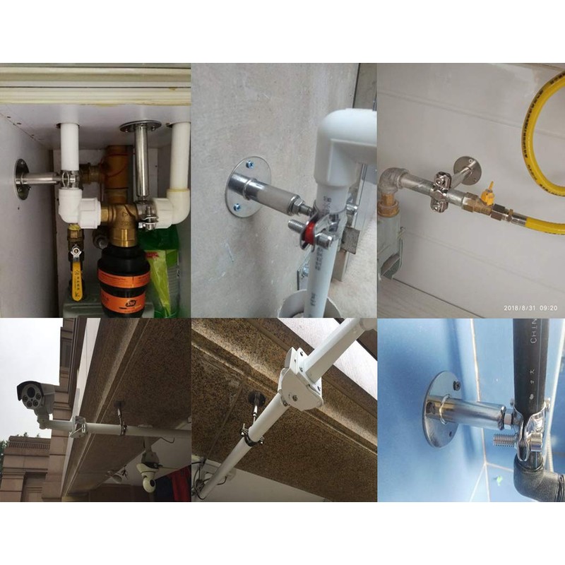 Stainless Steel Height-Adjustable Pipe Clamp - Wall/Ceiling Mounting for 45