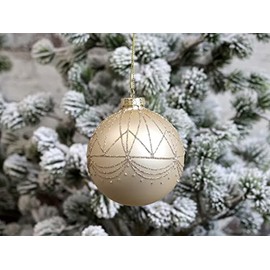 Chic Antique Skan Design 51915-18 Christmas Bauble with Pattern Vintage Christmas Tree Bauble Christmas Decoration Various Sizes and Shapes Skan Design (51915-18 Diameter 8 cm Latte)