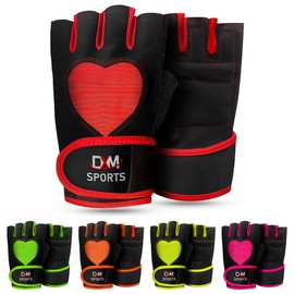 DXM SPORTS Workout Gloves for Women and Men with Wrist Support - Weight Lifting Gloves for Gym, Cycling, Training - Exercise Gloves for Women (Red, Large)