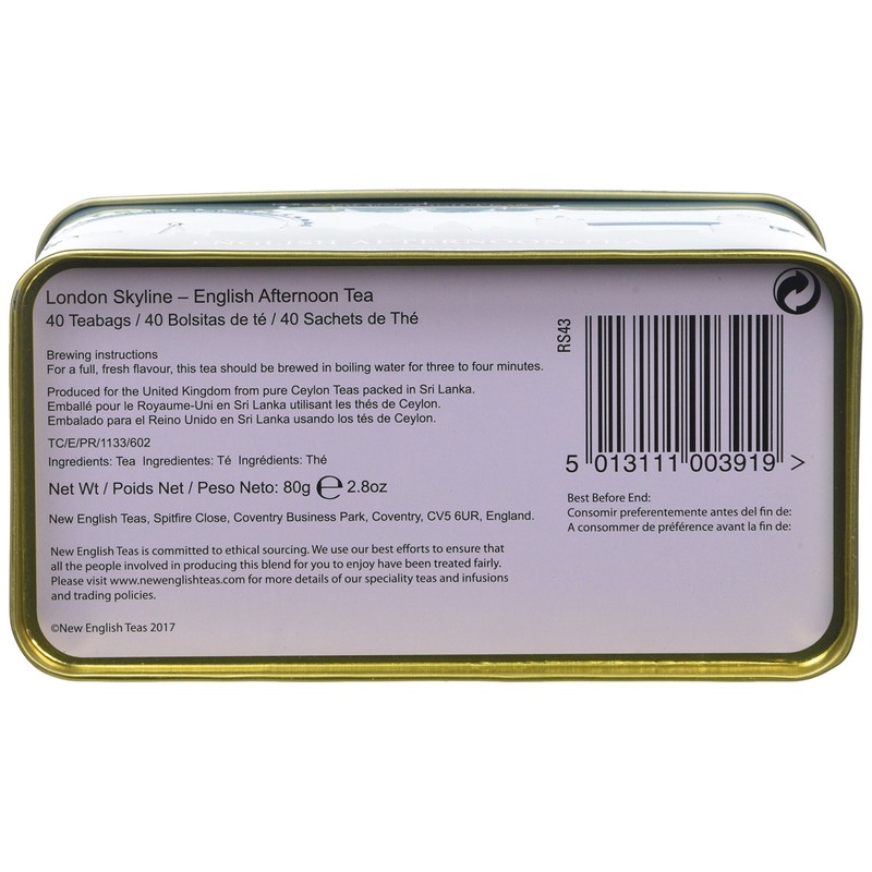 New English Teas London Souvenirs Skyline Tea Caddy with 40