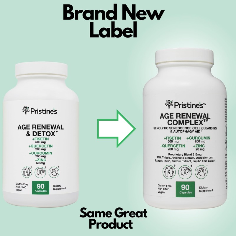 PRISTINE'S Age Renewal & Detox Supplements 90 Capsules 30 Day