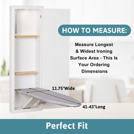 Hushee 12" x up to 43" Ironing Board Cover 2 Layer Large Cotton Iron Board Cover and Pad Set Iron Table Covers for Wall Mounted Ironing Boards(Gray)