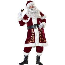 8-Piece Santa Claus Costume Adult Men's Deluxe Red Santa Costume Set Santa Claus Cosplay Santa Outfit 4XL