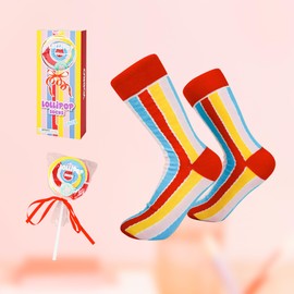 YOBRO Large Colorful Lollipop Socks,Women Crew Socks, Multipack Gift Box for Women,Fun Novelty Cute Funky Cotton Socks,White Elephant Gifts,Stocking Stuffers,2 Pack