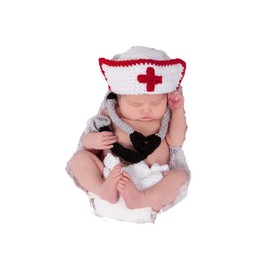 Matissa Newborn Baby Girl/Boy Crochet Knit Costume Photography Prop Outfits (Doctor/Nurse)