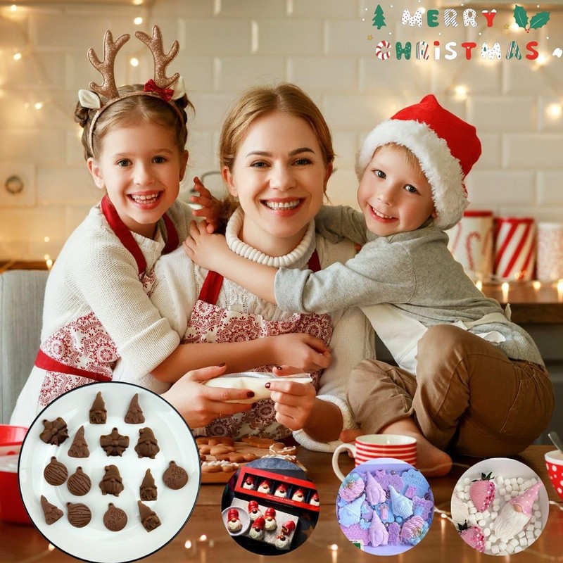 1 Piece Christmas Silicone Chocolate Molds Gnome and Ornament Shape