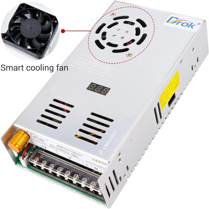 DROK 24V 20A Adjustable Power Supply Dc With Led Display