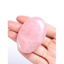 Top Plaza 2.4" Rose Quartz Crystal Palm Stone for Anxiety Large Healing Crystals Thumb Worry Stone Pocket Polished Gemstones Reiki Balancing Meditation Crystal