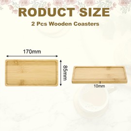 QUARKZMAN 2 Stück Holzuntersetzer Rechteckig Glasuntersetzer Holz Kaffeeuntersetzer Gläser Kerzenteller Deko Wohnzimmer Schlafraum Getränke Tassenuntersetzer für Bar Tisch Küche 170x85x10mm