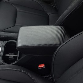 INTGET Car Center Console Armrest Cover for Subaru Forester Accessories 2019 2020 2021 2022 2023 Interior Leather Middle Arm Rest Box Lid Cover Seat Protector(Carbon Fiber Texture)