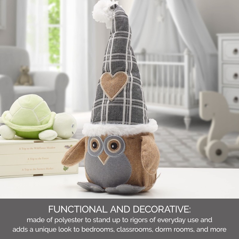 Elements 5x5x11.8 Inch Brown Owl with Hat Weighted Fabric Door