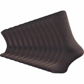 GAWILO Men's Basic Socks Made of 100% Pure Cotton (12 Pairs) | Thin & Breathable Cotton Socks without Pressing Seam, dark brown, 43 - 46