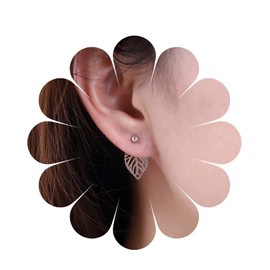 Inilbran Boho Leaf Earrings Silver Leaf Ear Jacket Earrings Vintage Leaf Studs Earrings Minimalist Leaf Front Back Earrings Jewelry for Women and Girls