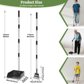 T2Y Pooper Scooper, 48'' Long Handle Dog Pooper Scooper, Adjustable Stainless Steel Rake & Extra Large Tray, Antirust & Durable Poop Scoopers for Yard, Lawn, Snowfield, Suitable for Multi-Dog Family