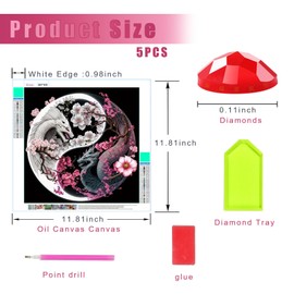 PLATEYTR Diamond Painting 5 Piece Set - Diamond Painting Kit, Diamond Painting Kits for Adults, Dragon Characteristic Style Peinture Diamant, Perfect for Home Décor and Diamond Art Creation 12x12 in